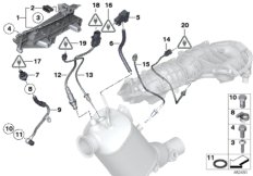 Датчики саж. фильтра/дополн.элементы для BMW E90N 320d ed N47N (схема запасных частей)