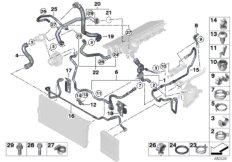 Шланги системы охлаждения для BMW F12N 640i N55 (схема запасных частей)