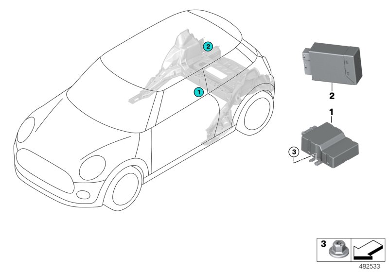 ЭБУ топливного насоса для BMW F55 Cooper B38 (схема запчастей)