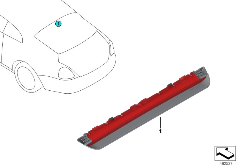 Третий фонарь стоп-сигнала для BMW RR11 Phantom N74L (схема запчастей)