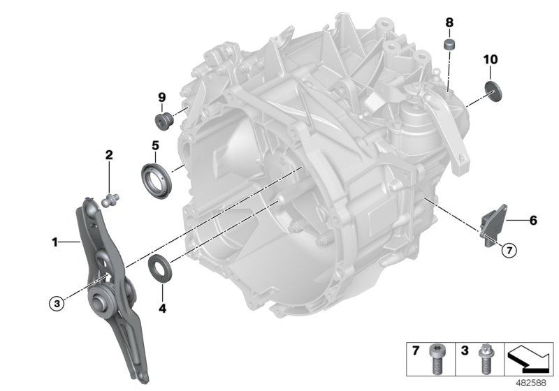 Детали коробки передач GS6-58BG для BMW F46 216i B38 (схема запчастей)