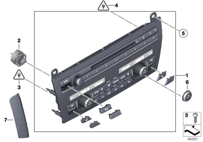 Пан.упр.радиоприемником и кондиционером для BMW F12N 650iX 4.0 N63N (схема запчастей)