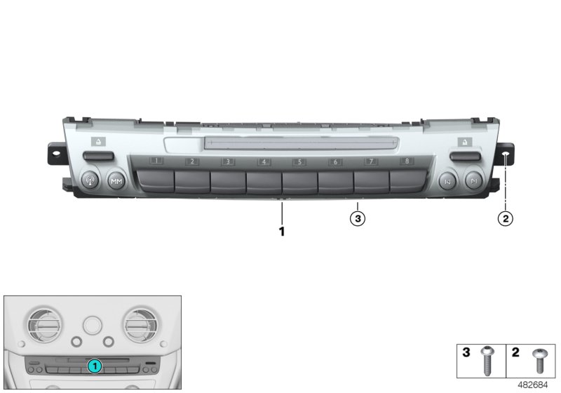 Панель управления аудиосистемой для BMW RR11 Phantom N74L (схема запчастей)