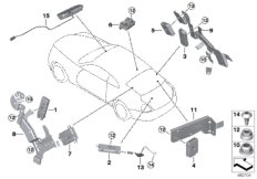 Детали системы антенн для BMW RR12 Phantom EWB N74L (схема запасных частей)