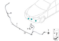 Детали системы омывателей фар для BMW G30 520i B46 (схема запасных частей)
