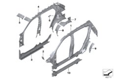 Детали бокового каркаса для BMW F39 X2 18d B47B (схема запасных частей)