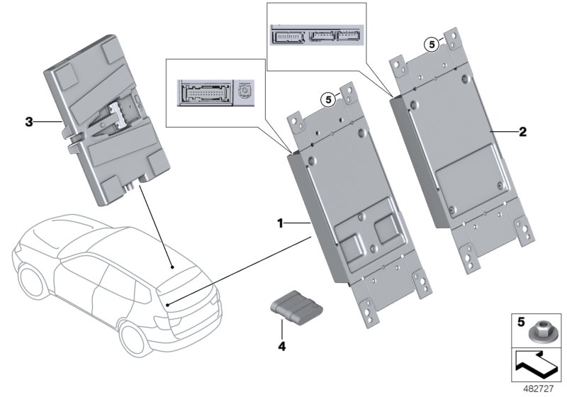ЭБУ телематических услуг для BMW F26 X4 M40iX N55 (схема запчастей)