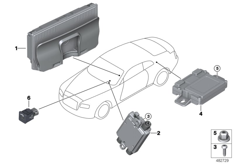 Детали телефония беспроводная зарядка для BMW RR11 Phantom N74L (схема запчастей)