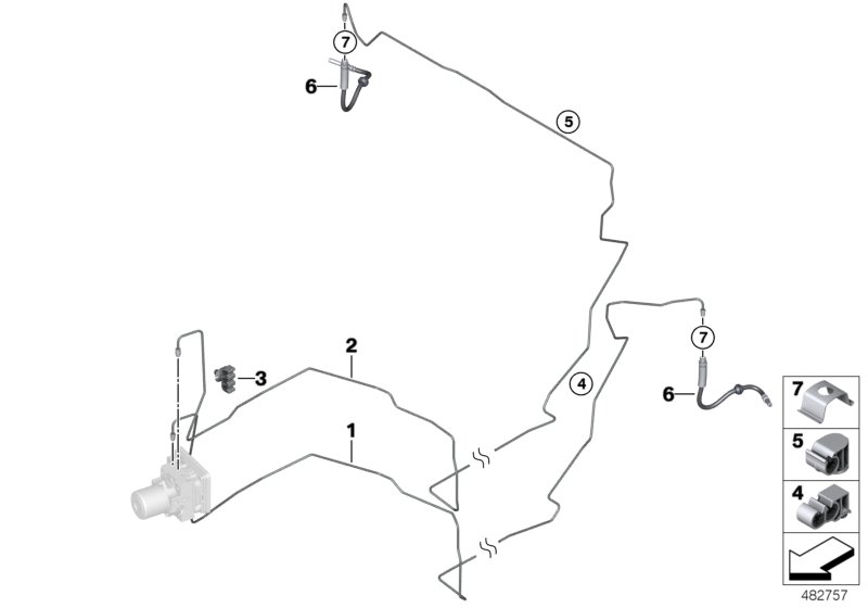 Трубопровод тормозного привода Зд для BMW G01 X3 20iX (TR56) B48 (схема запчастей)