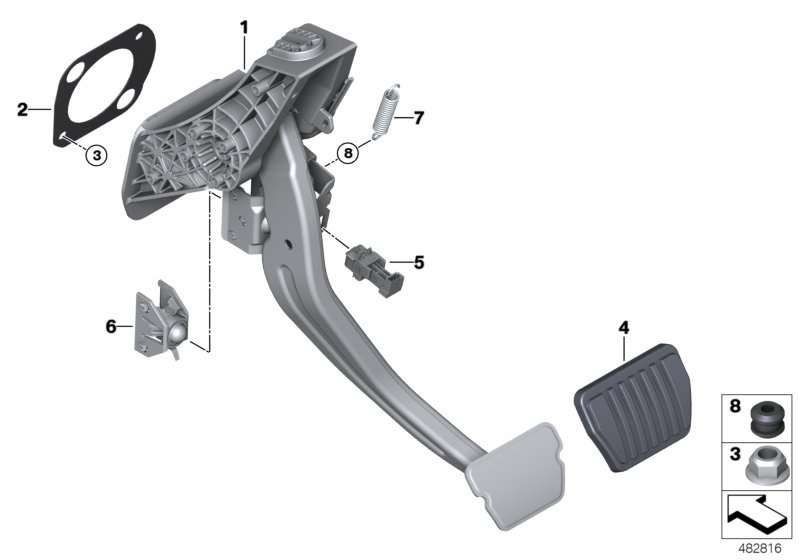 Педальный механизм АКПП для BMW RR31 Cullinan N74L (схема запчастей)