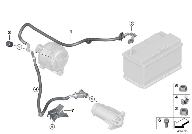 Провод батареи/провод стартера для BMW F56 One D B37A (схема запчастей)