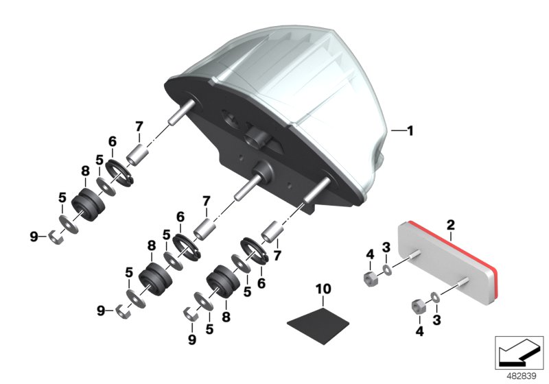 Светодиодный блок задних фонарей для MOTO K25 R 1200 GS 08 (0303,0313) 0 (схема запчастей)