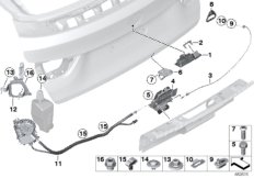 Система замков багажной двери для BMW F34N 320iX B48 (схема запасных частей)