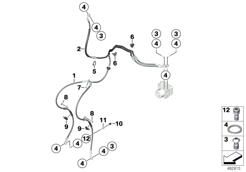 Трубопроводы тормозного привода Пд для BMW K80 F 750 GS (0B08, 0B18) 0 (схема запчастей)