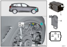 Реле электровентилятора двигателя K5 для BMW G01 X3 M40dX (TX91) B57 (схема запасных частей)