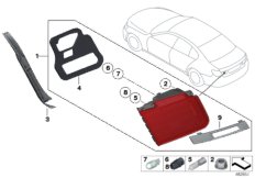 Блок задних фонарей на багажной двери для BMW F03 760LiS N74 (схема запасных частей)