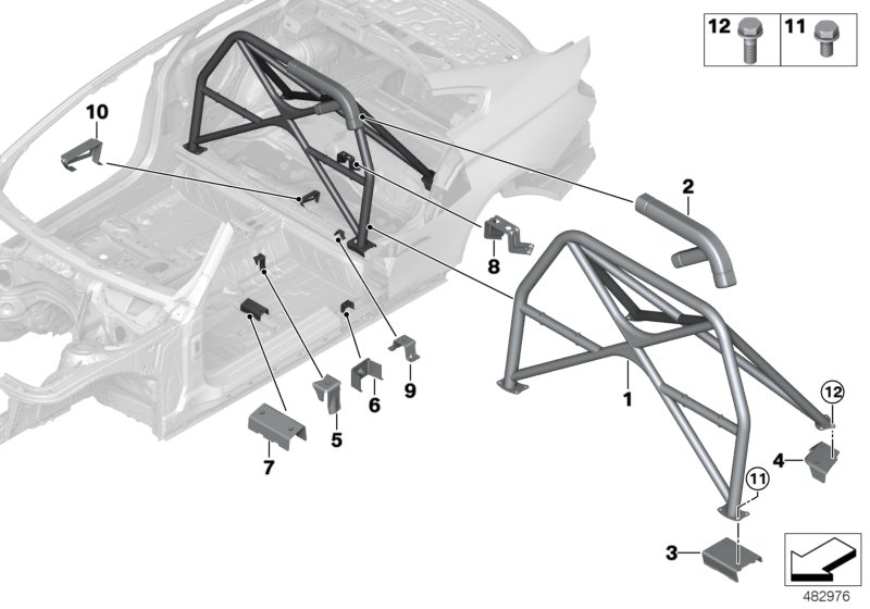 Кузовные вставки, доп.элементы для BMW F82 M4 GTS S55 (схема запчастей)
