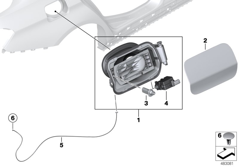 Заслонка заливного отверстия для BMW F30 328iX N20 (схема запчастей)