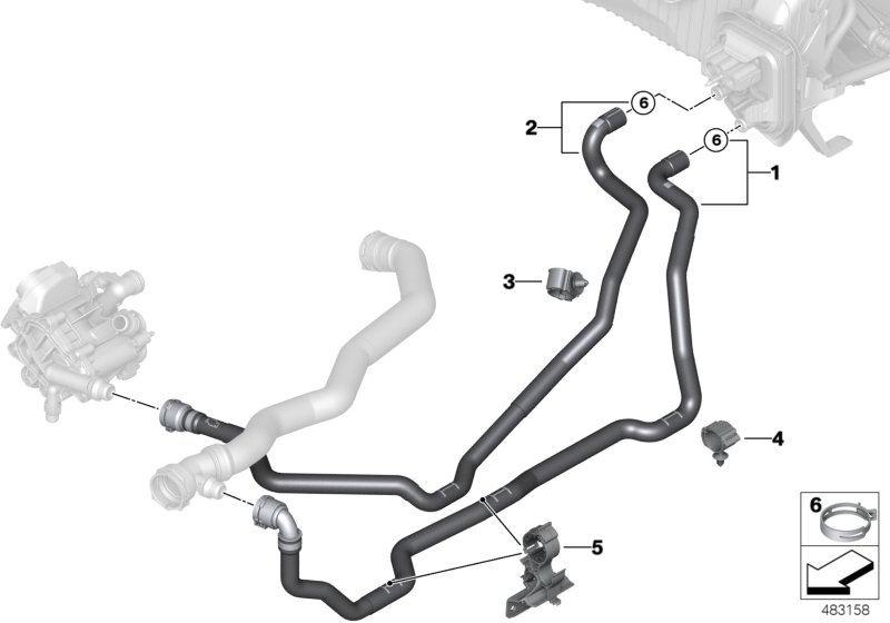 Шланги охлаждающей жидкости для BMW G01 X3 20iX (TR56) B48 (схема запчастей)