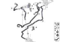Шланги ОЖ автономной системы отопления для BMW G01 X3 30iX (TR91) B48 (схема запасных частей)