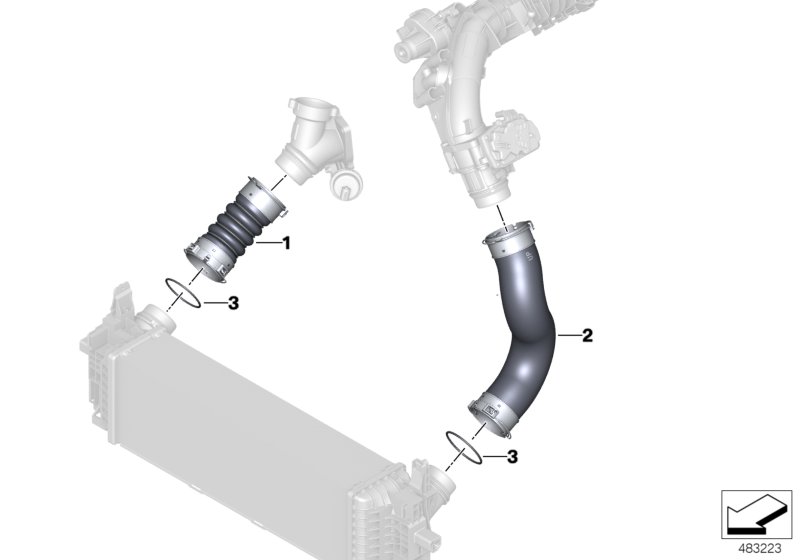 Воздуховод наддувочного воздуха для BMW G01 X3 30dX (TX72) B57 (схема запчастей)