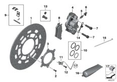 Тормозной механизм переднего колеса для BMW K72 F 800 GS 17 (0B07, 0B17) 0 (схема запасных частей)