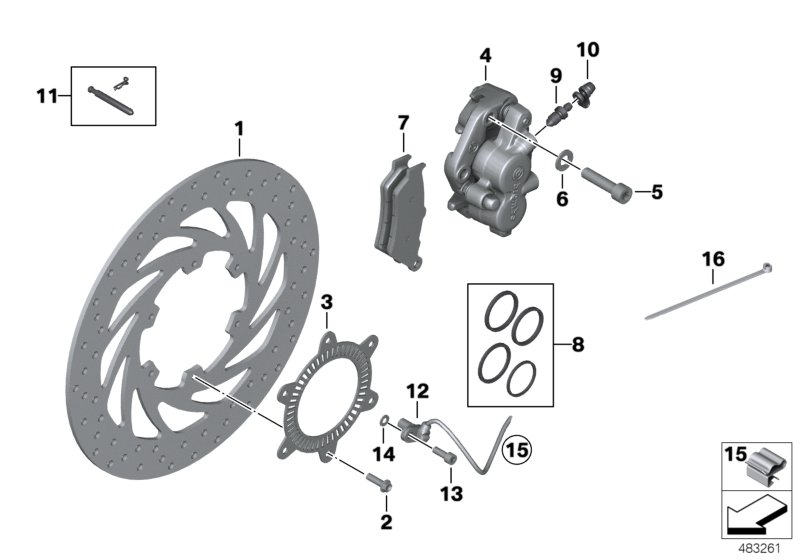 Тормозной механизм переднего колеса для MOTO R134 G 650 GS Sertão (0136, 0146) 0 (схема запчастей)