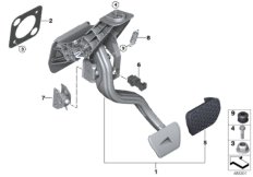 Педальный механизм АКПП для BMW G31 540iX B58 (схема запасных частей)