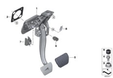 Педальный механизм АКПП для BMW G30 540iX B58 (схема запасных частей)