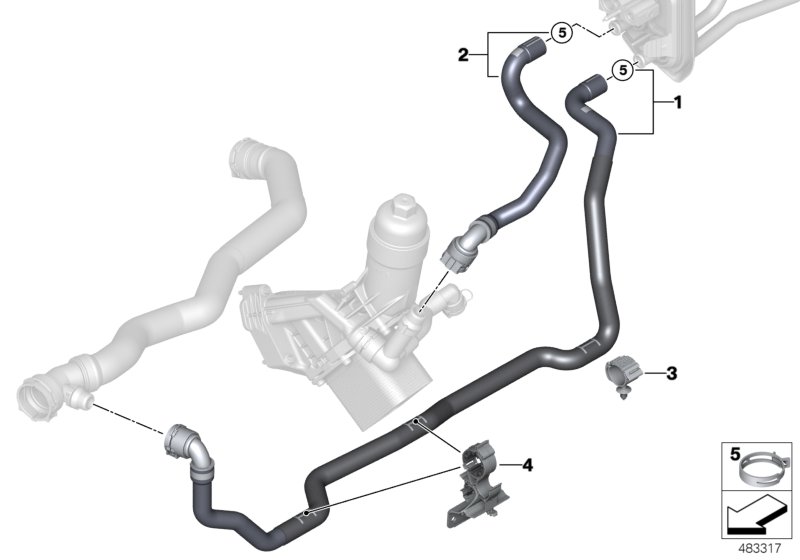 Шланги охлаждающей жидкости для BMW G02 X4 25dX B47 (схема запчастей)