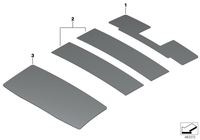Звукоизоляция крыши для BMW G01 X3 20iX (TR55) B48 (схема запчастей)