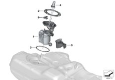 Топливный насос/датчик уровня наполнения для BMW G30 530iX B48D (схема запасных частей)