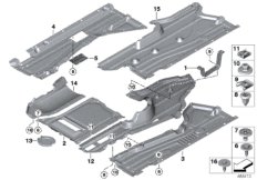 Облицовка днища кузова Пд для BMW F15 X5 28iX N20 (схема запасных частей)