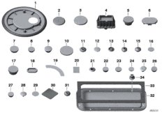 Пробки/заглушки для BMW F46 220i B48 (схема запасных частей)