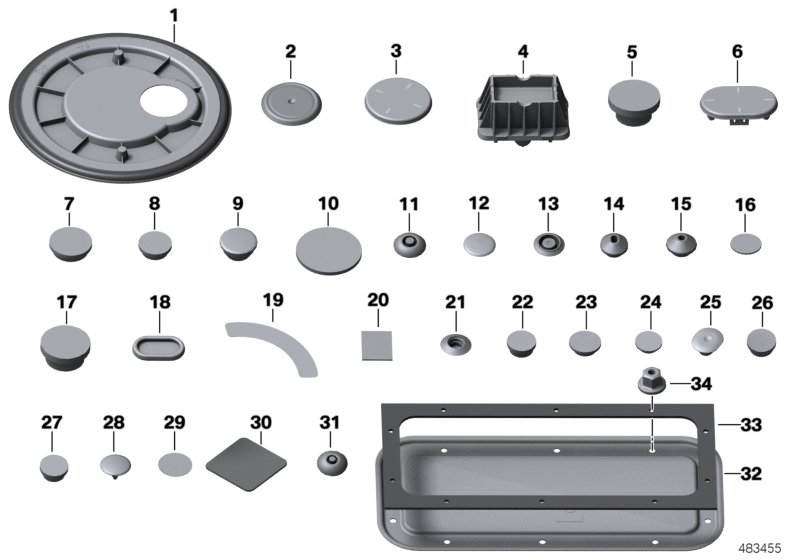 Пробки/заглушки для BMW F48 X1 18d B47 (схема запчастей)