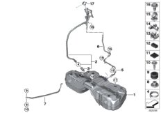 Топливный бак/дополнительные элементы для BMW RR31 Cullinan N74L (схема запасных частей)
