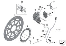 Тормозной механизм переднего колеса для BMW K61 K 1600 Bagger (0F51, 0F53) 0 (схема запасных частей)