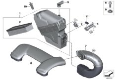 Глушитель шума всасывания / воздуховод для BMW F15 X5 25dX B47 (схема запасных частей)