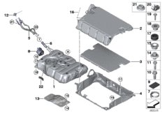 Топливный бак/дополнительные элементы для BMW G12 740LeX B48X (схема запасных частей)