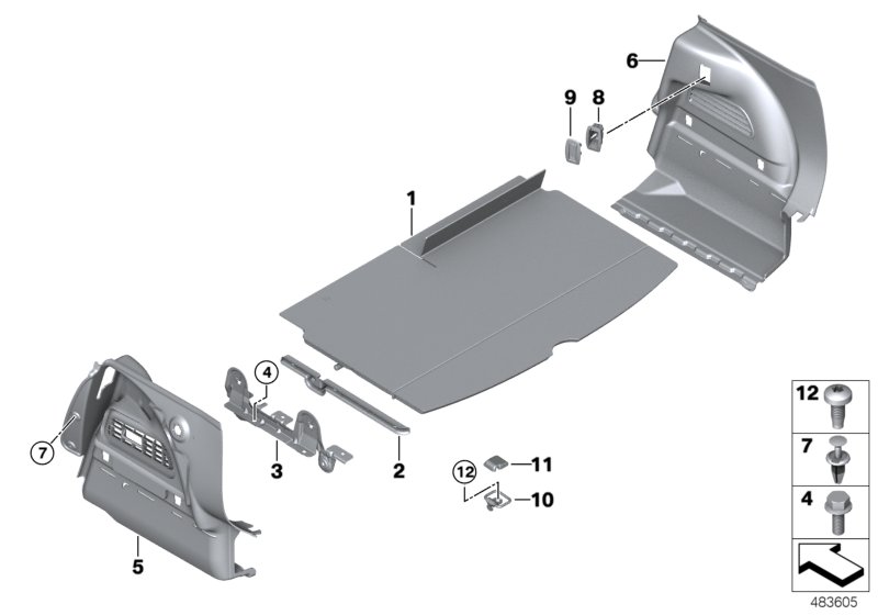 Дооснащение ровным погрузочным полом для BMW R55N Cooper N16 (схема запчастей)