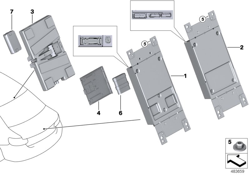ЭБУ телематических услуг для BMW F20N M135iX N55 (схема запчастей)