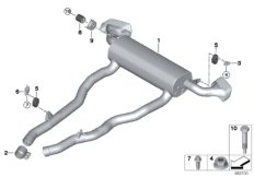 Система выпуска ОГ Зд для BMW G01 X3 M40dX (TX95) B57 (схема запасных частей)