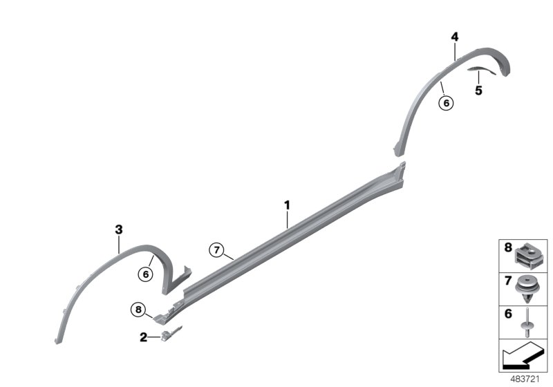 Накладка порог / арка колеса для BMW G01 X3 25dX (TX55) B47 (схема запчастей)