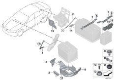 Доп.элементы АКБ для BMW G30 M550iX N63R (схема запасных частей)