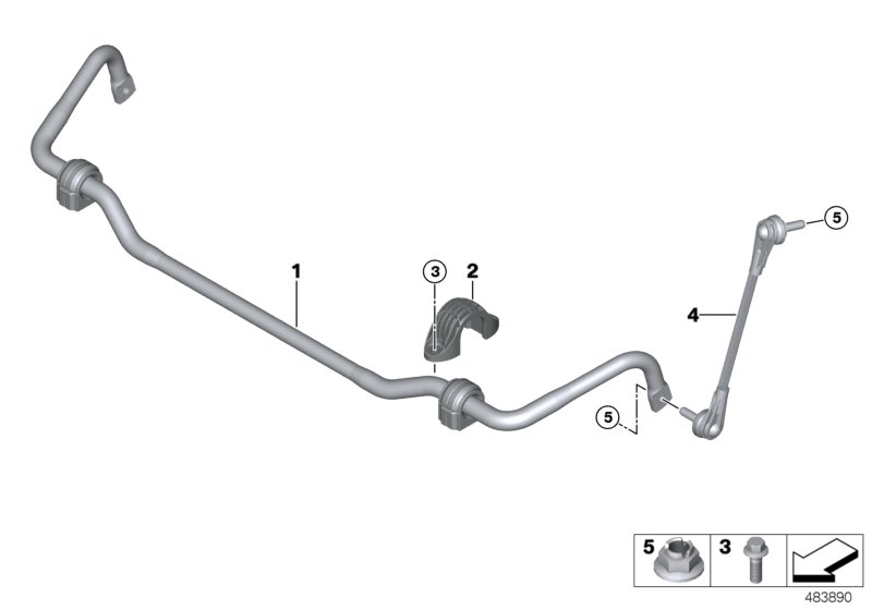 Стабилизатор Пд для BMW G01 X3 20i 1.6 B48 (схема запчастей)