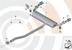 Задний глушитель и монтажный комплект для MINI R60 Cooper S N18 (схема запасных частей)