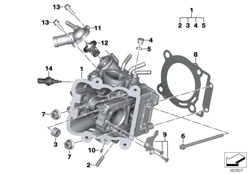 головка блока цилиндров для BMW K09 C 400 X (0C09, 0C19) 0 (схема запчастей)