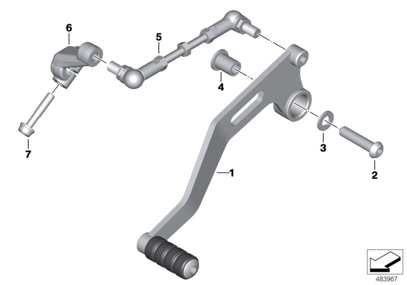 Наружные детали механизма ПП/рычаг ПП для BMW K02 G 310 GS (0G02, 0G12) 0 (схема запчастей)
