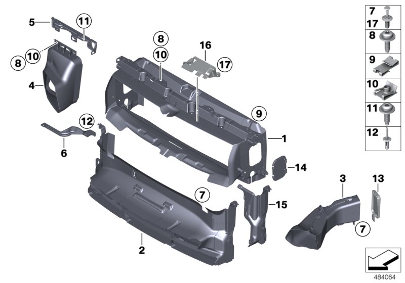 Воздуховоды для BMW F20 M135iX N55 (схема запчастей)