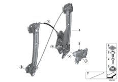 Механизм перемещения стекла двери Зд для BMW RR12 Phantom EWB N74L (схема запасных частей)